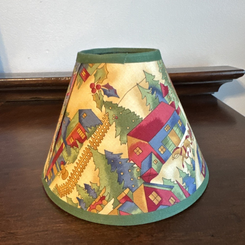 4.5" Vintage Lamp Shade Winter Christmas Village